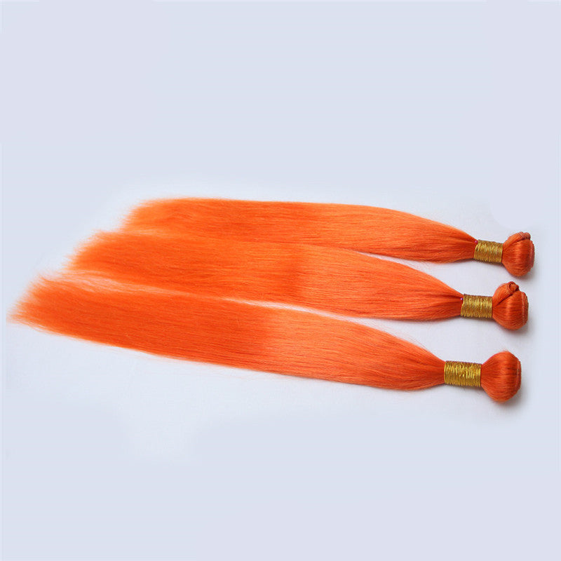 Orange Human Hair Bundle, Straight
