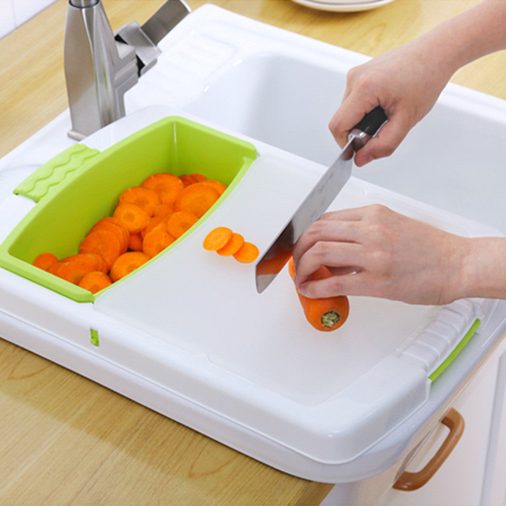 3-in-1 Cutting Board with Drain Basket