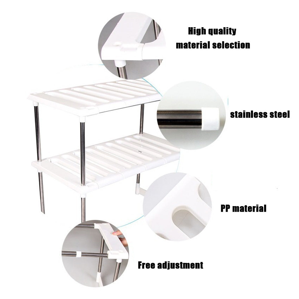 Expandable 2-Tier Under-Sink Shelf