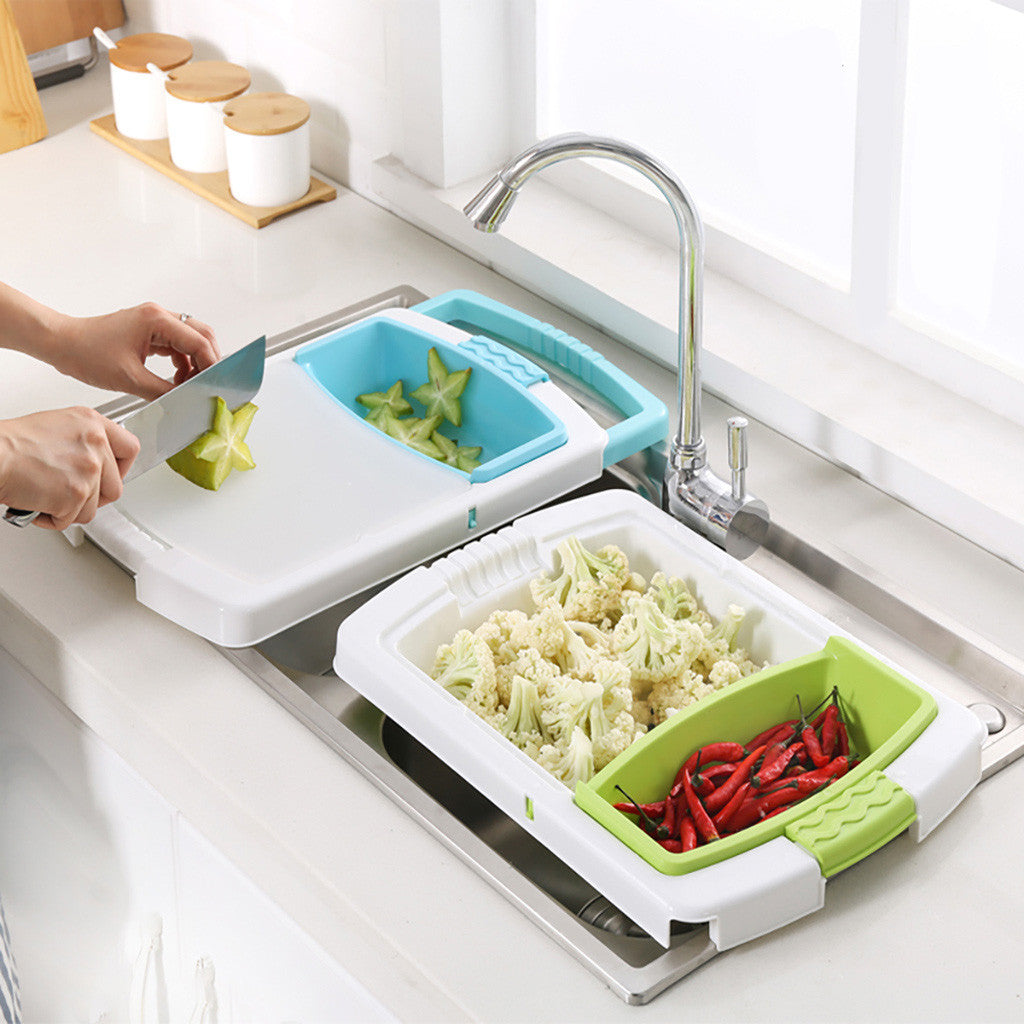 3-in-1 Cutting Board with Drain Basket