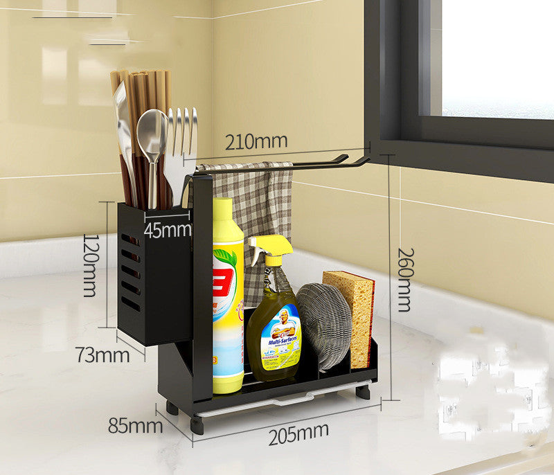 Wall-Mounted Sink Caddy with Towel Bar