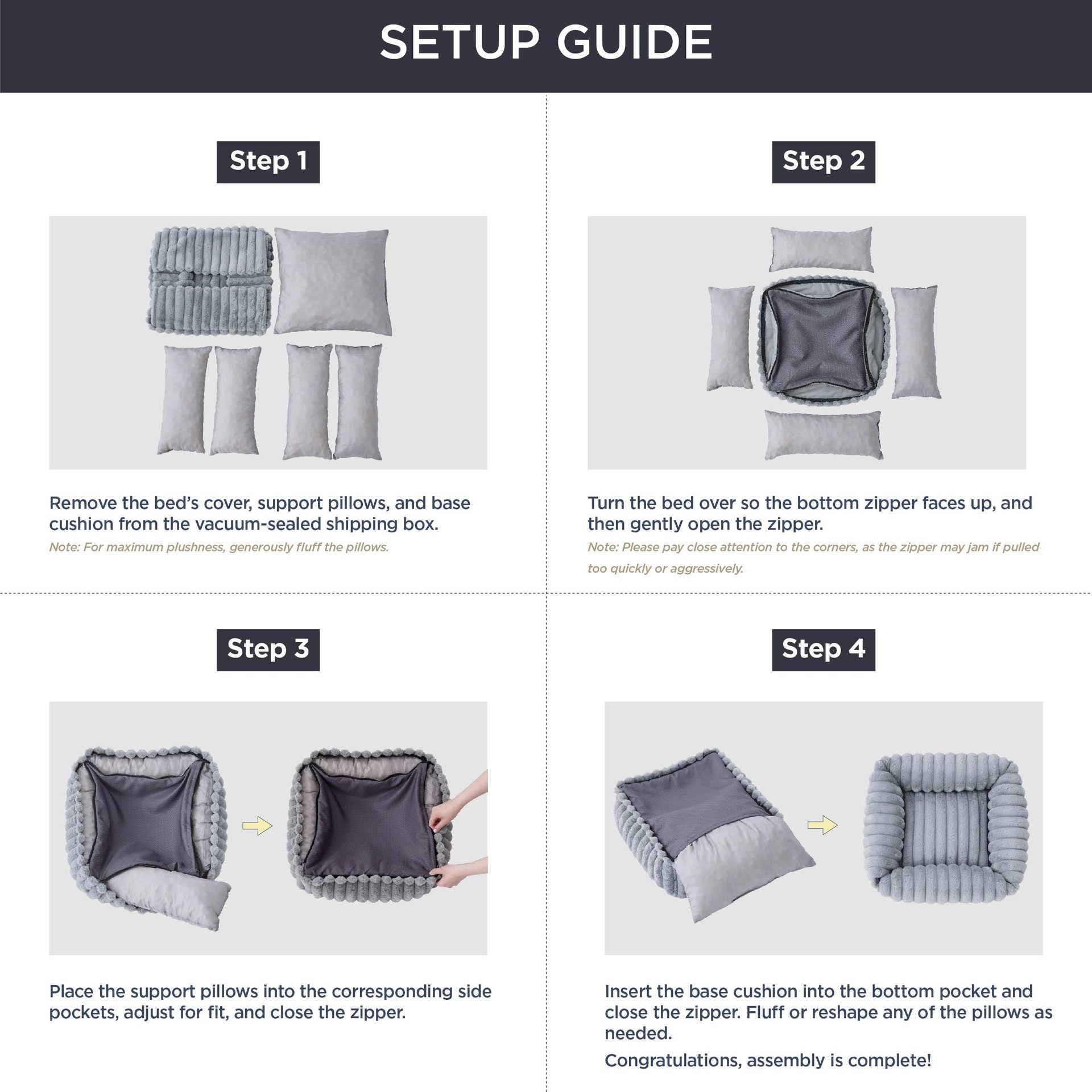 Ribbed Plush Pet Bed for Cats and Dogs