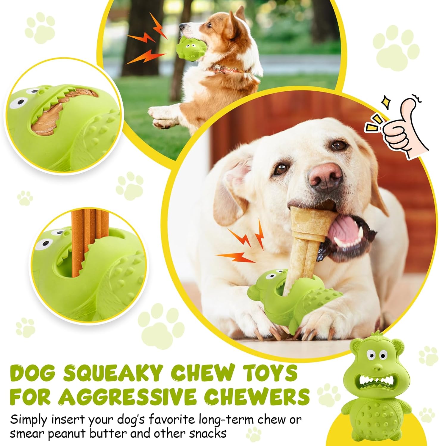 Rubber Squeaky Treat Toy for Strong Chewers