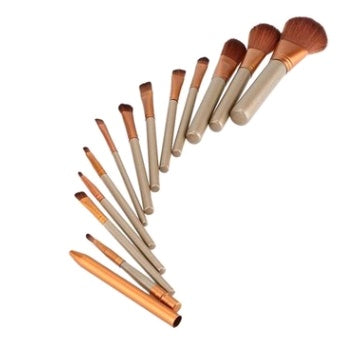 12-Piece Gold Makeup Brush Set with Tin Box