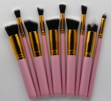 10-Piece Wooden Makeup Brush Set
