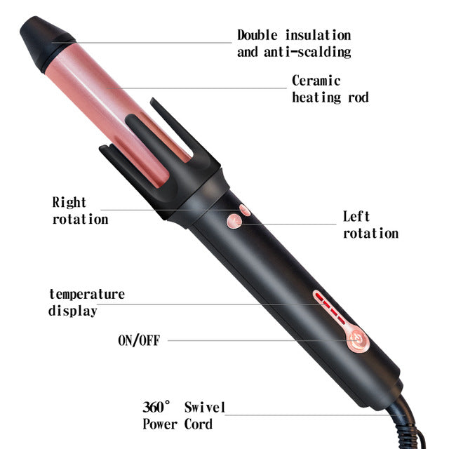 Automatic Rotating Hair Curler with 4 Heat Settings