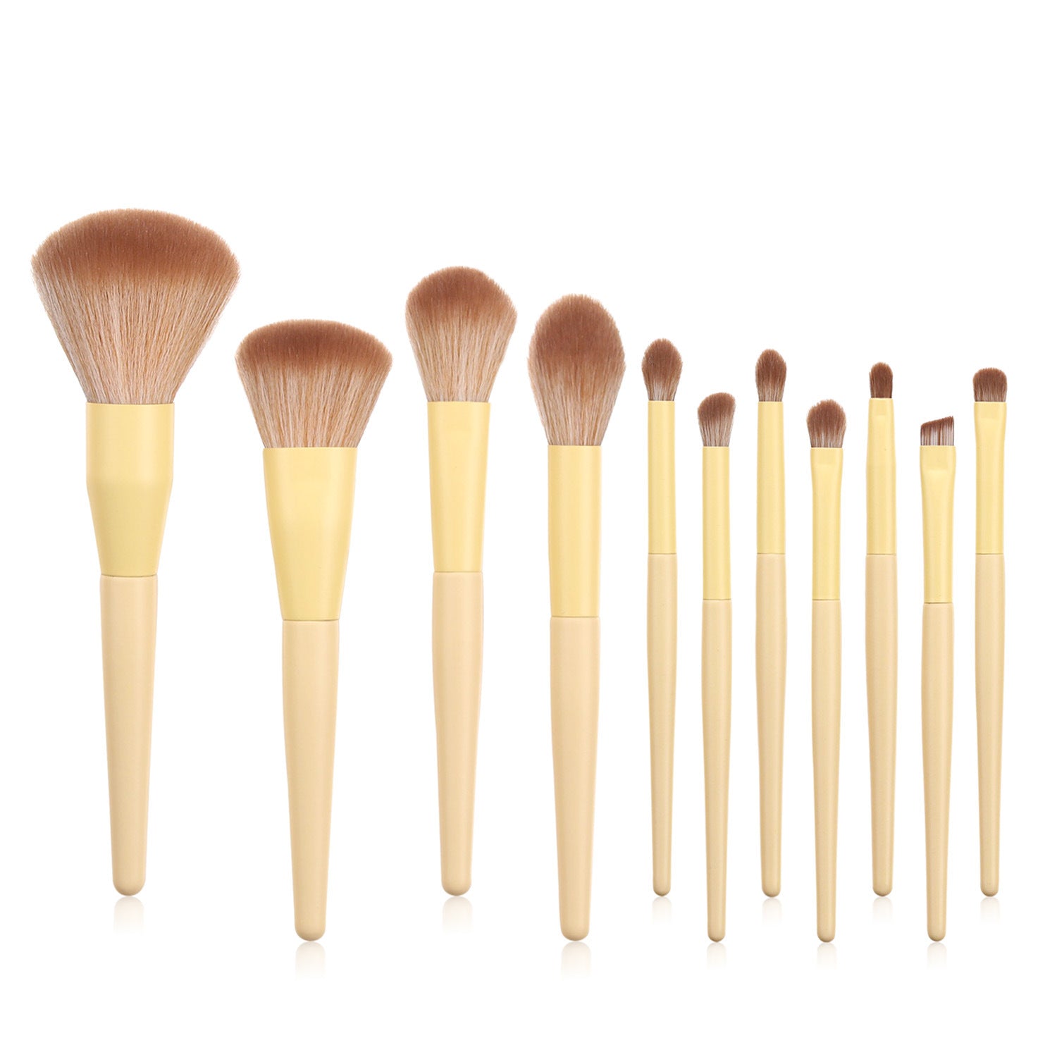 11-Piece Yellow Makeup Brush Set