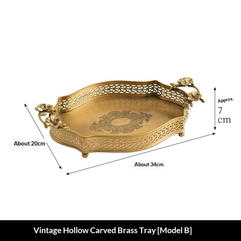 Carved Brass Decorative Tray