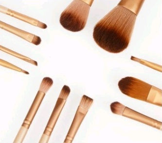 12-Piece Gold Makeup Brush Set with Tin Box