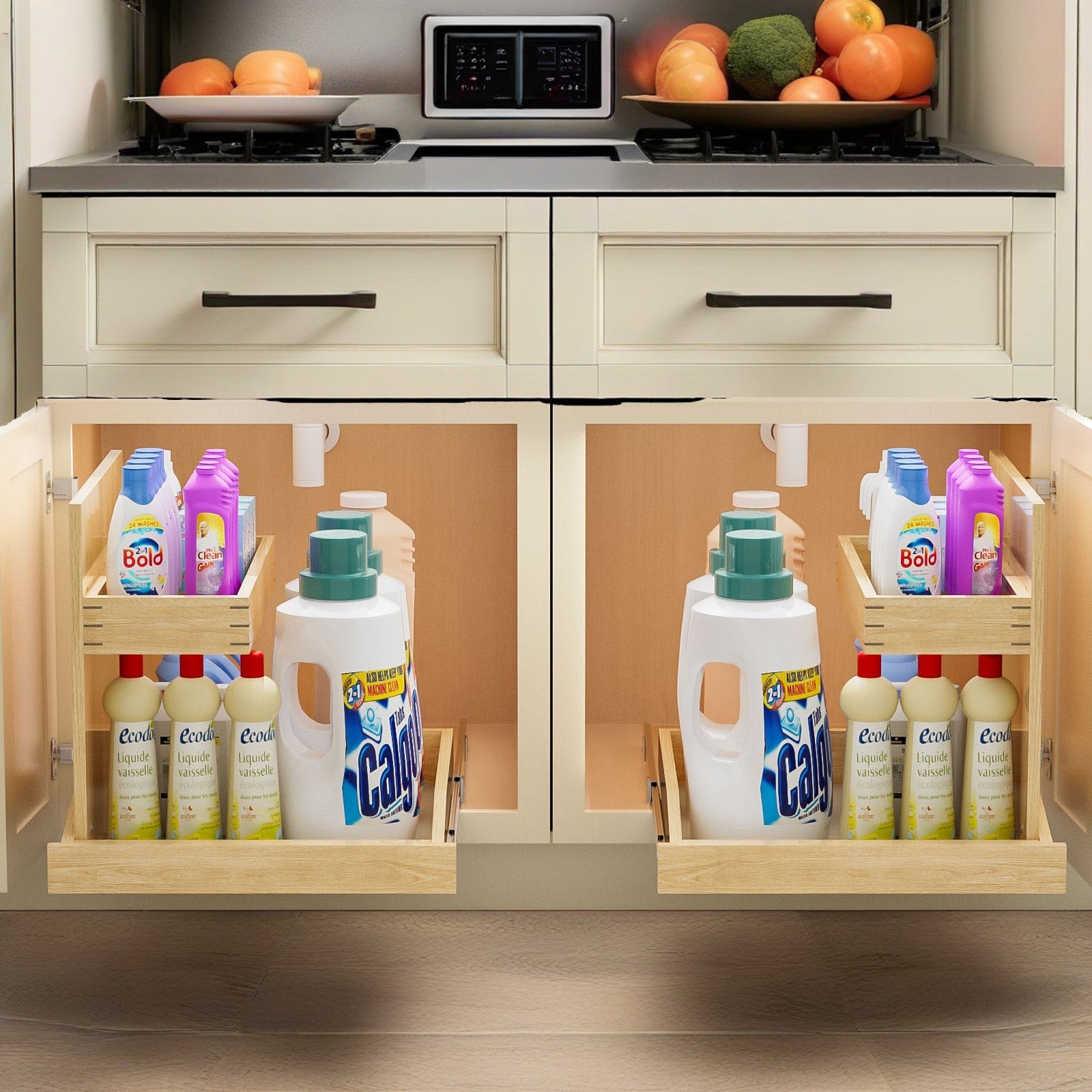 2-Tier Wooden Pull-Out Under-Sink Organizer