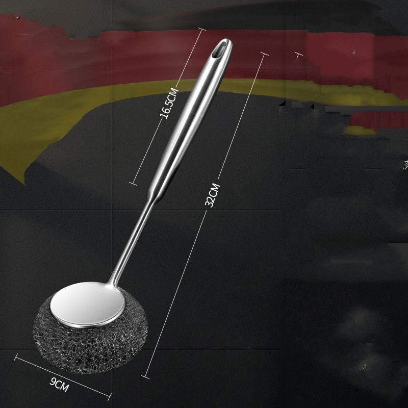 Stainless Steel Wire Scrubber with Long Handle