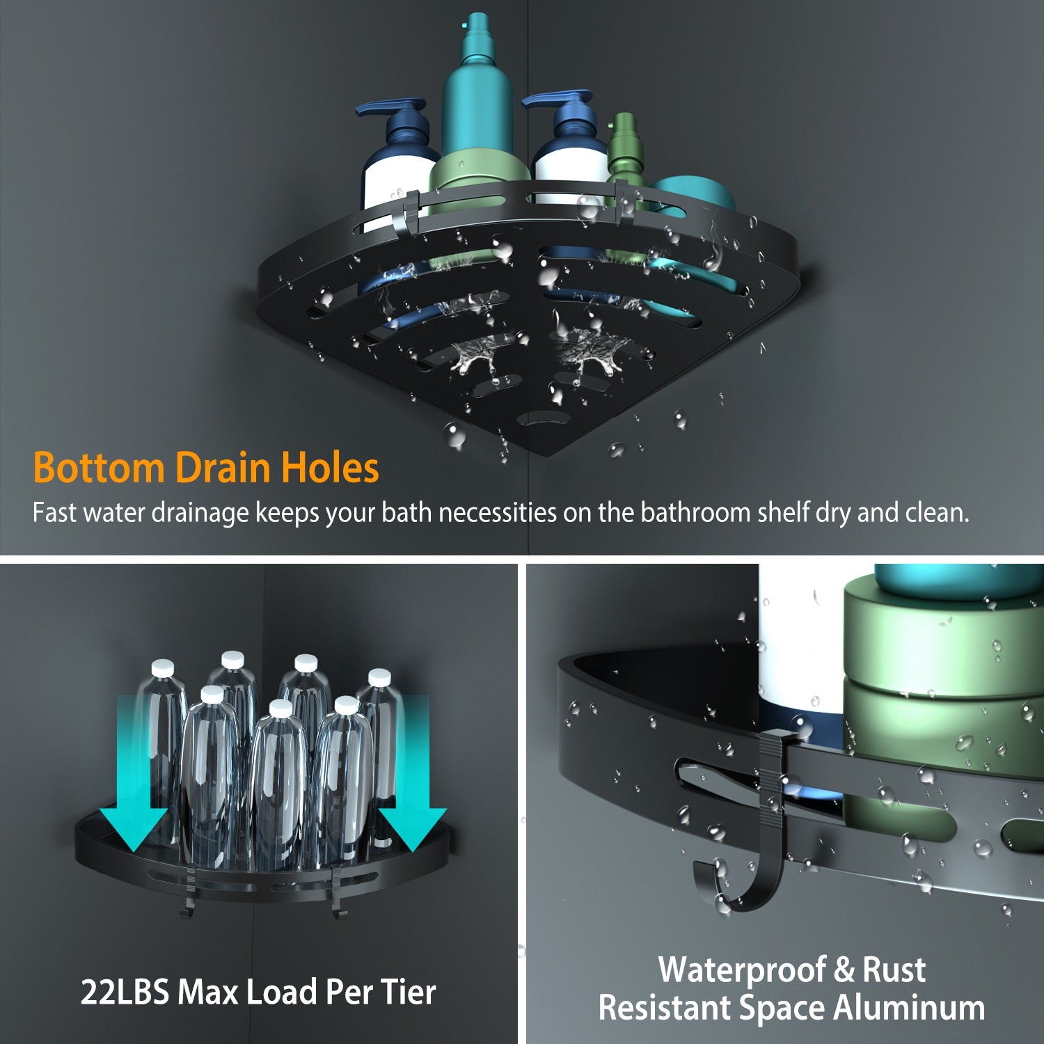 Corner Shower Caddy Shelves, 2 Pack