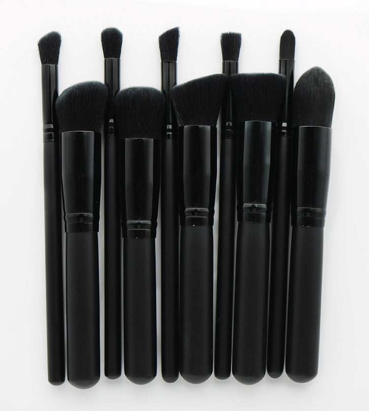 10-Piece Wooden Makeup Brush Set