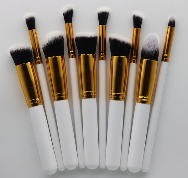 10-Piece Wooden Makeup Brush Set