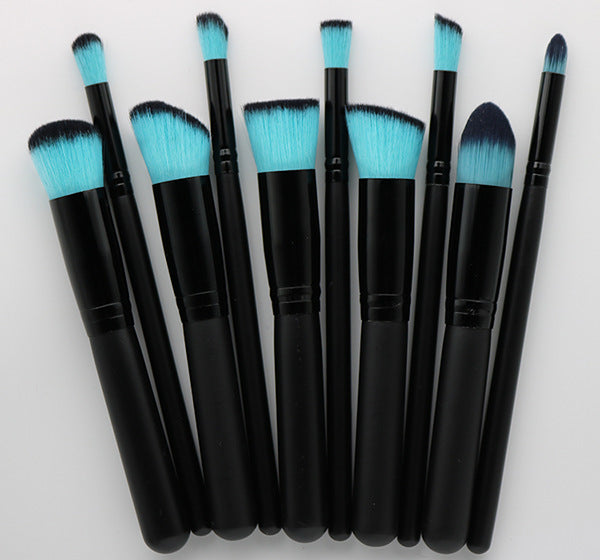 10-Piece Wooden Makeup Brush Set