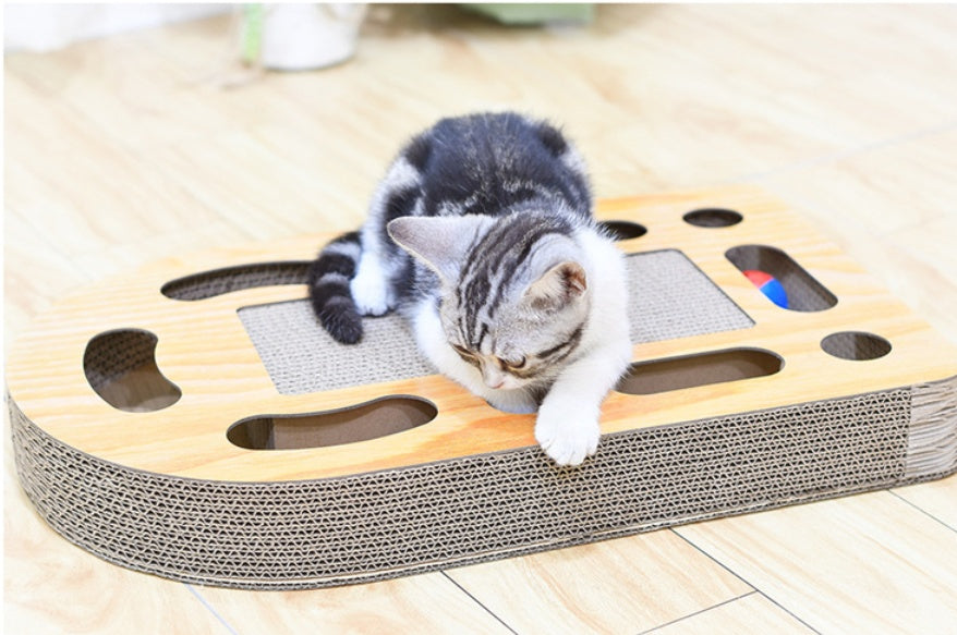 Cardboard Cat Scratcher with Ball Toy