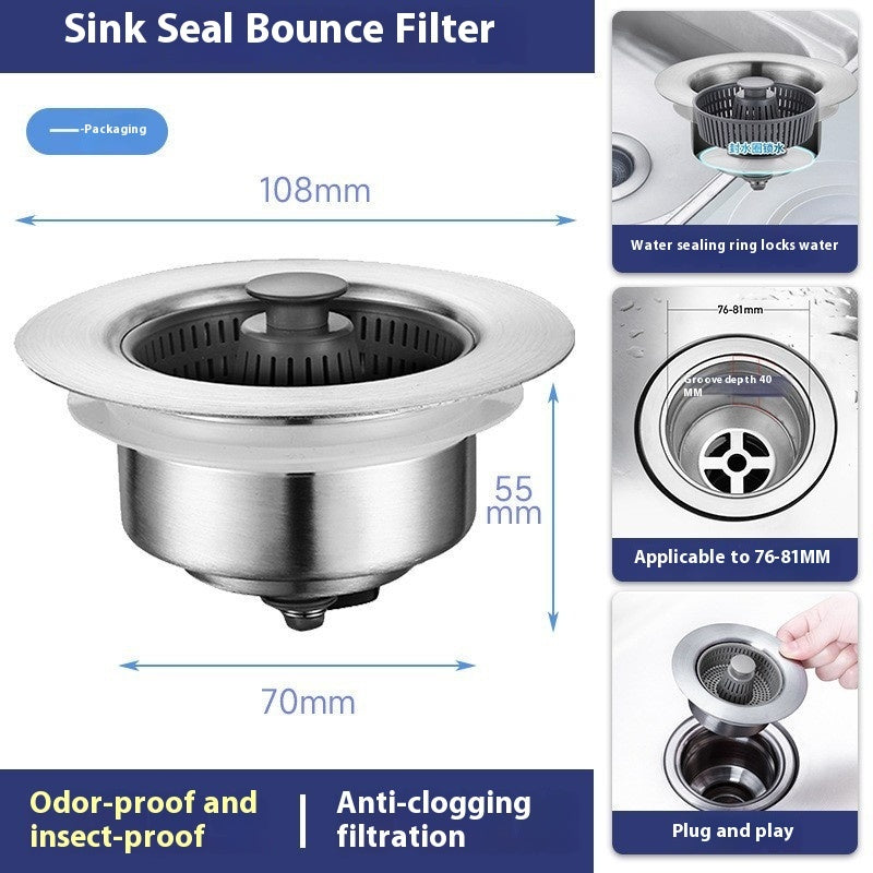 Stainless Steel Pop-Up Sink Strainer