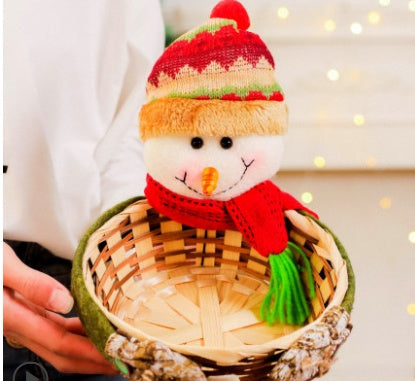 Wooden Christmas Candy Basket Decoration