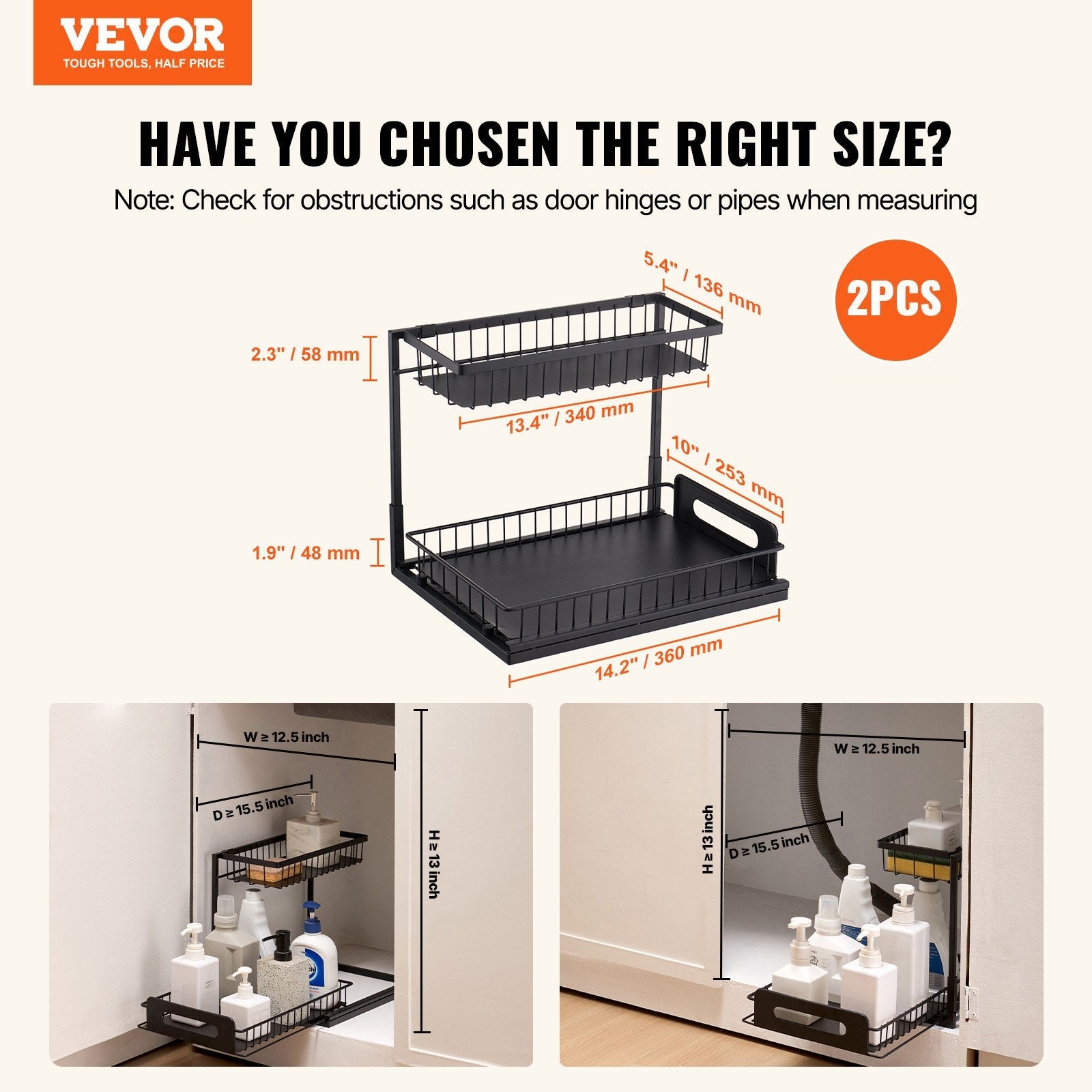 2-Tier Pull-Out Under-Sink Cabinet Organizer