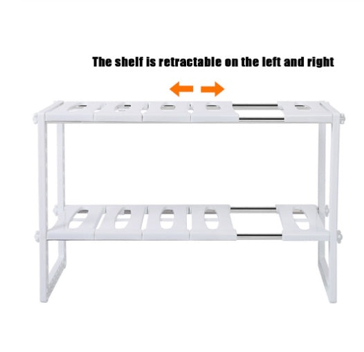 Expandable 2-Tier Under-Sink Shelf
