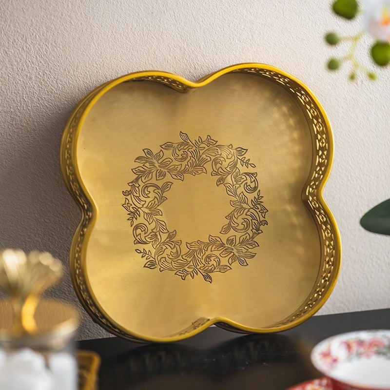 Carved Brass Decorative Tray