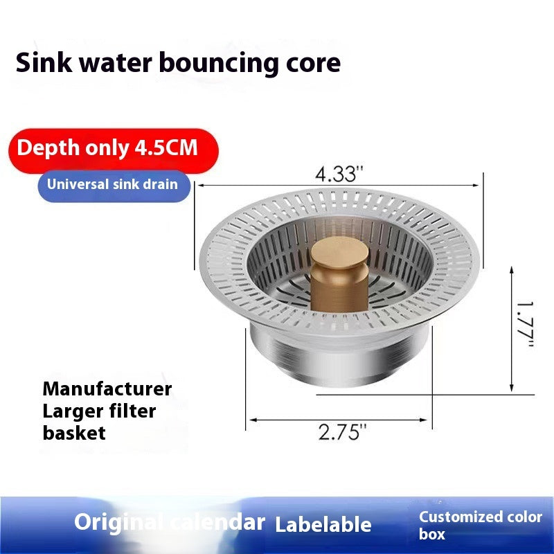 Stainless Steel Pop-Up Sink Strainer