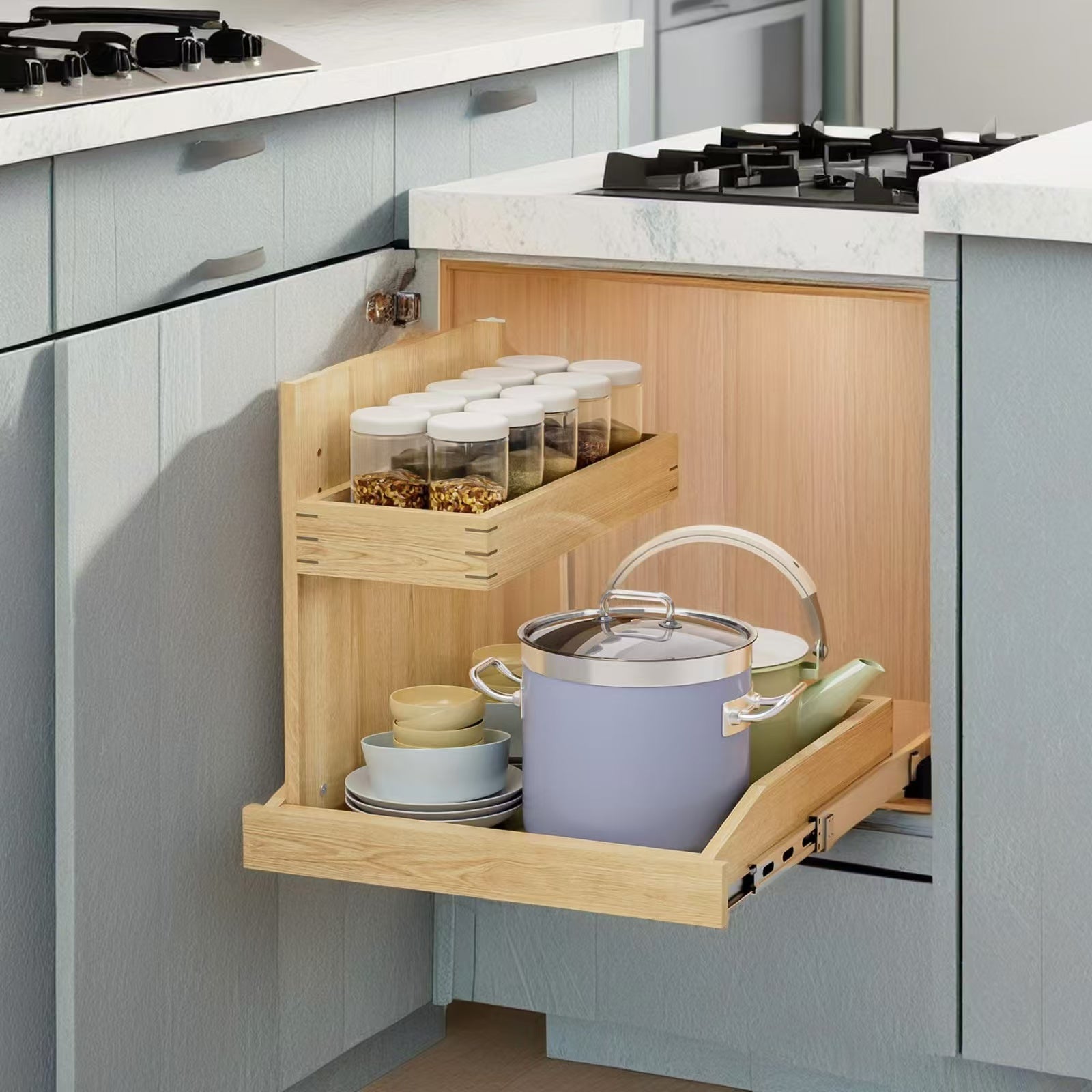 2-Tier Wooden Pull-Out Under-Sink Organizer