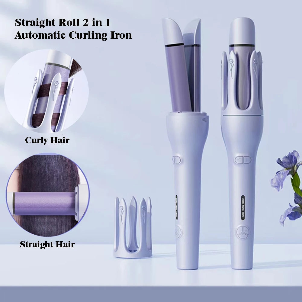 2-in-1 Automatic Rotating Curler and Straightener