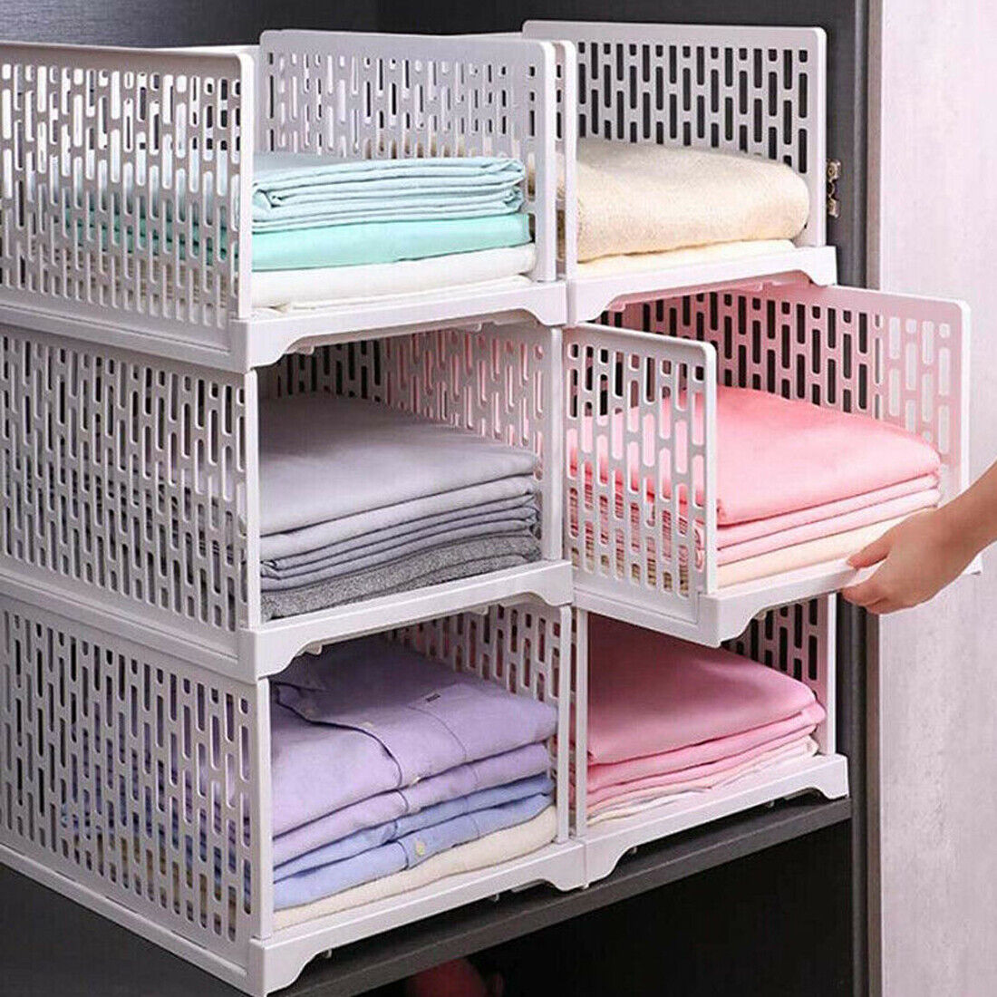 White Stackable Wardrobe Organizers