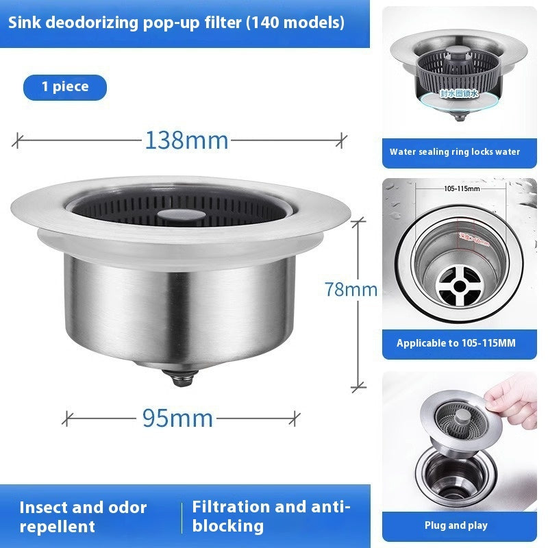 Stainless Steel Pop-Up Sink Strainer