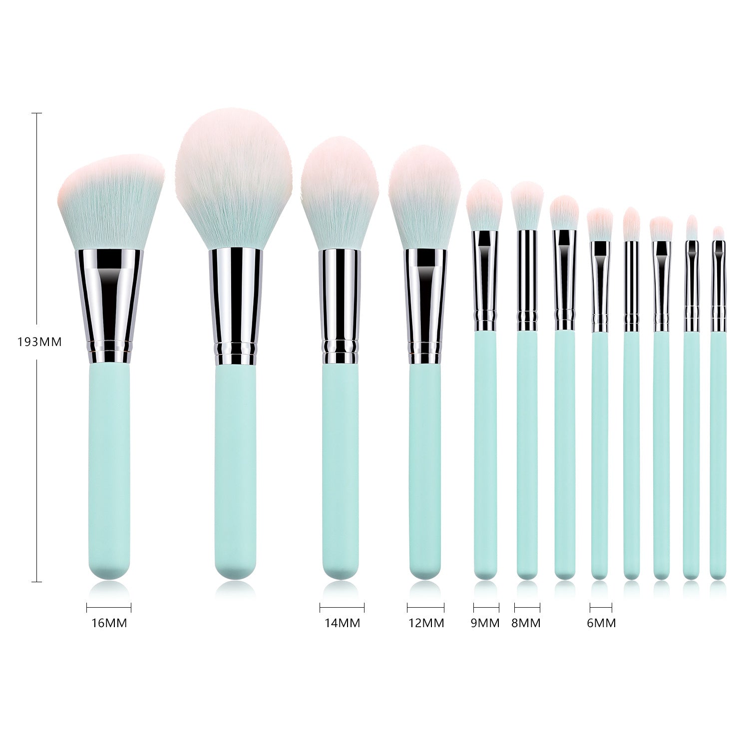 12-Piece Light Blue Makeup Brush Set