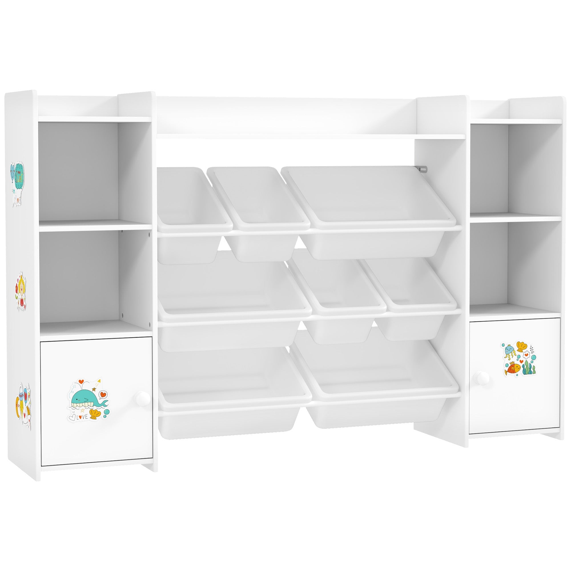 Kids' Bookshelf and Toy Organizer with 8 Bins