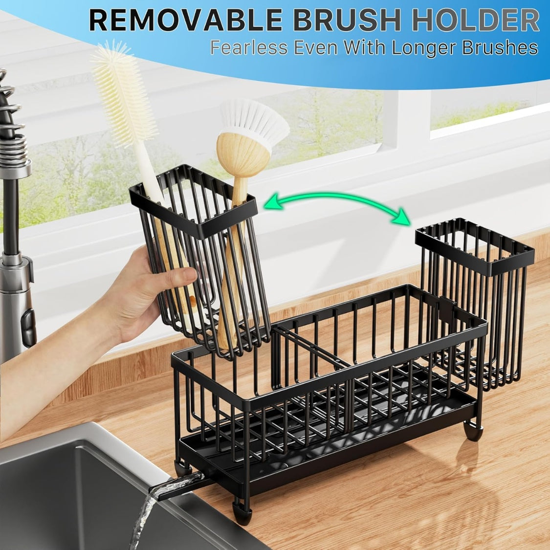 Stainless Steel Sink Caddy with Brush Holder