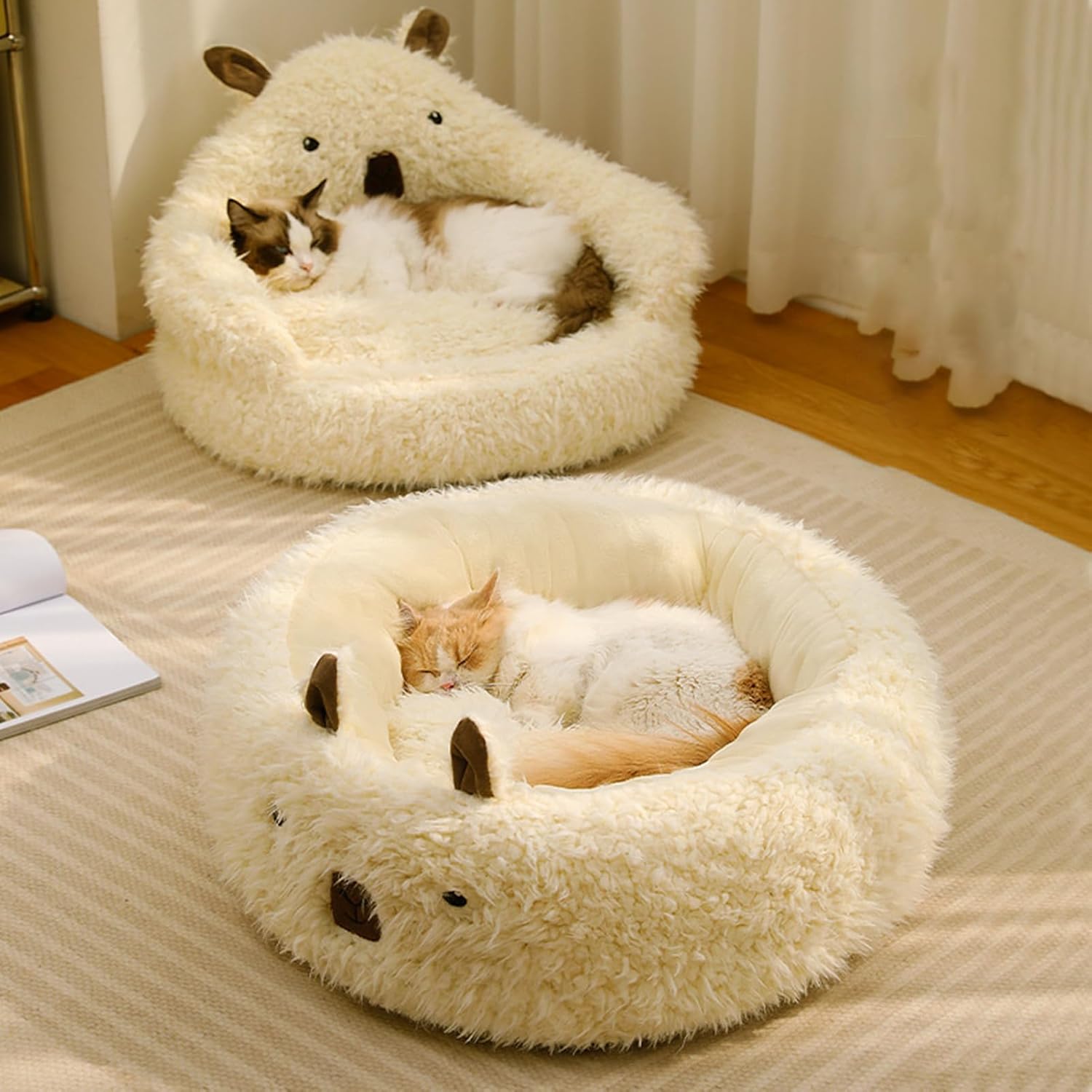 Alpaca Plush Pet Bed with Removable Pad