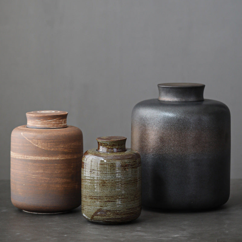 Retro Glazed Ceramic Tea Caddy
