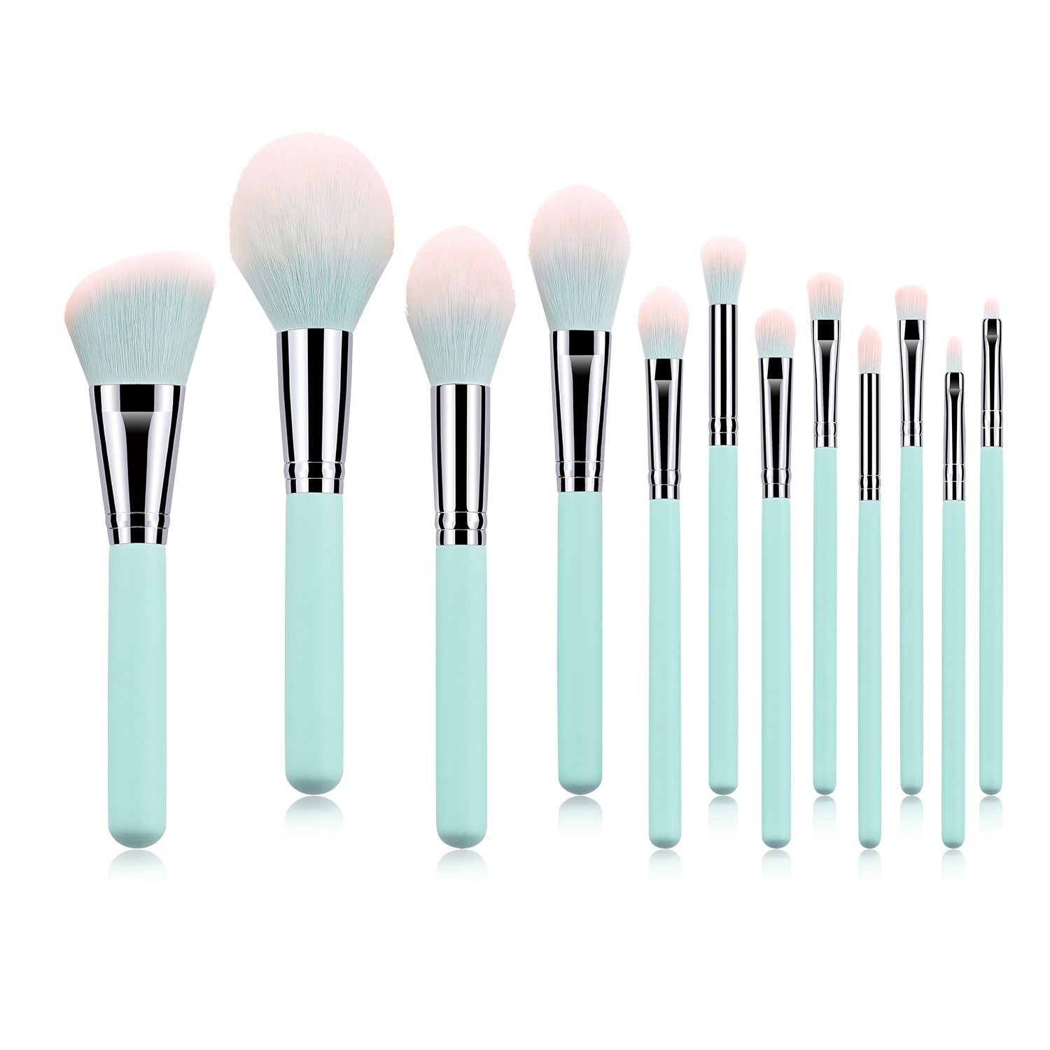 12-Piece Light Blue Makeup Brush Set