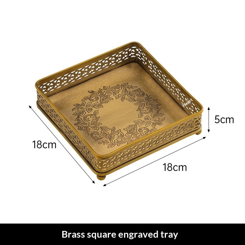 Carved Brass Decorative Tray