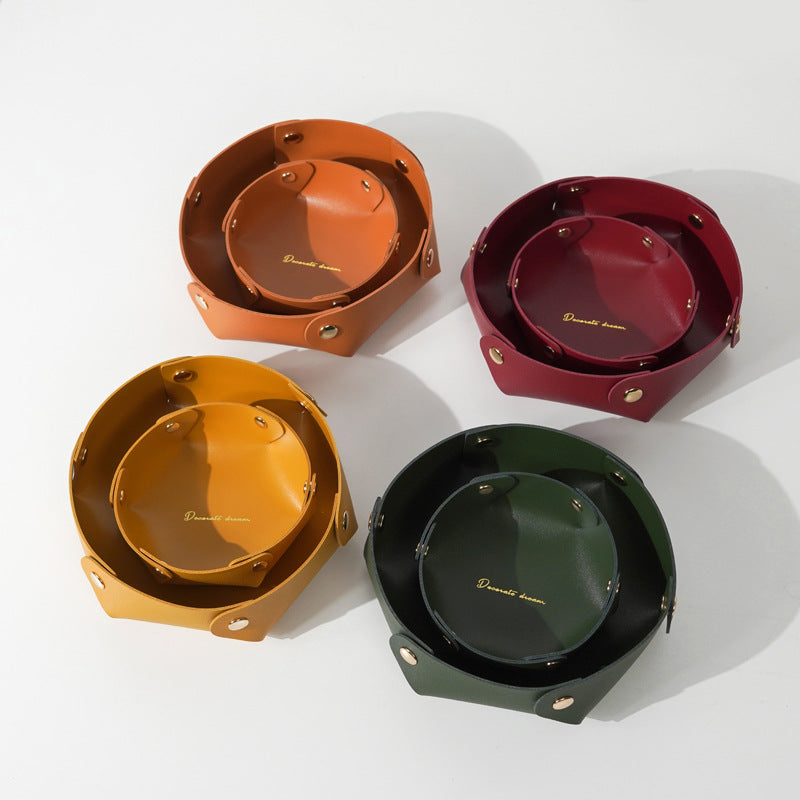 Faux Leather Catchall Tray