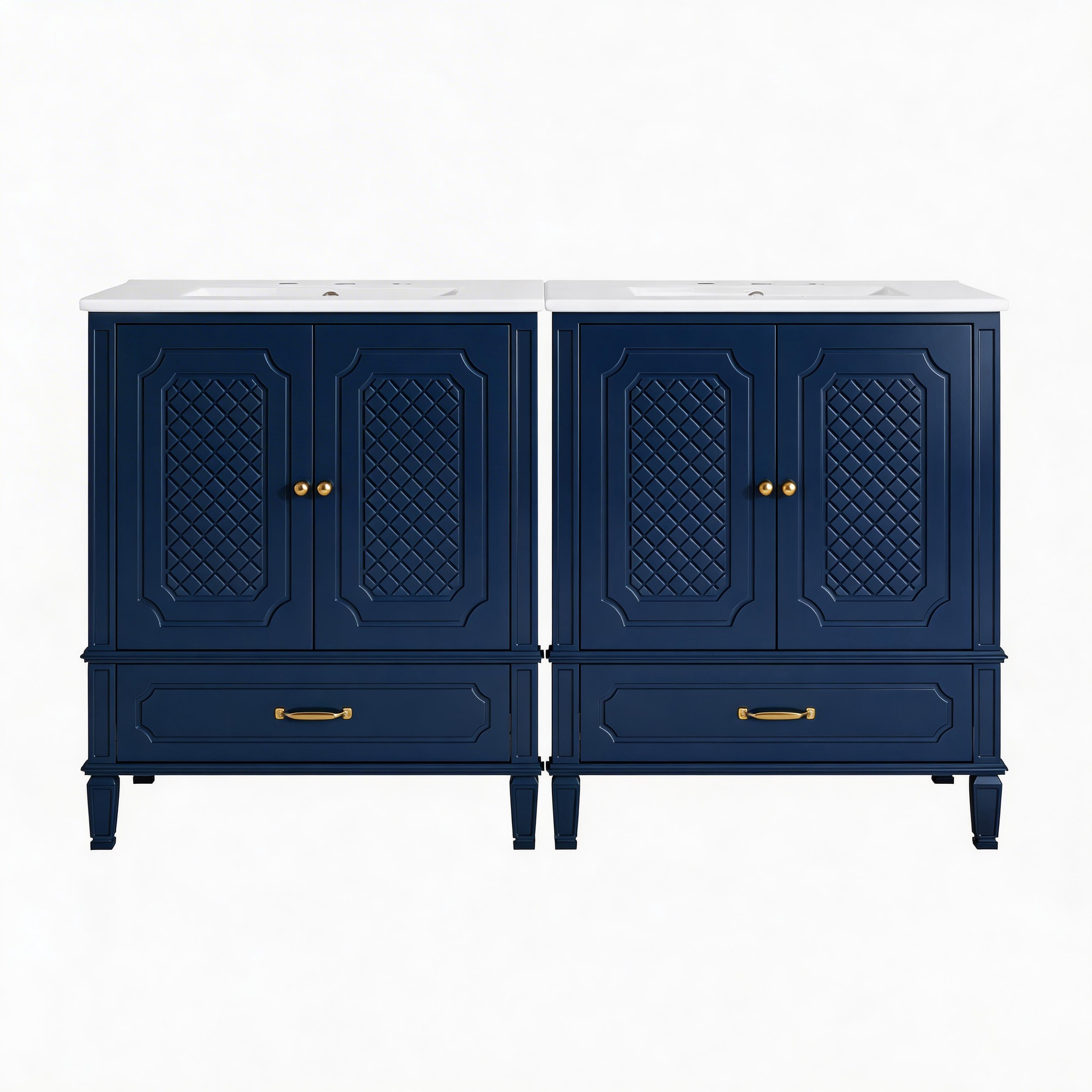 60 in Double Sink Bathroom Vanity Set, Blue