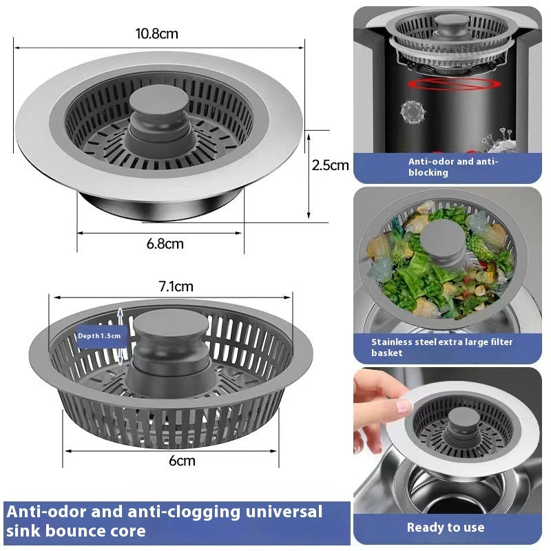 Stainless Steel Pop-Up Sink Strainer