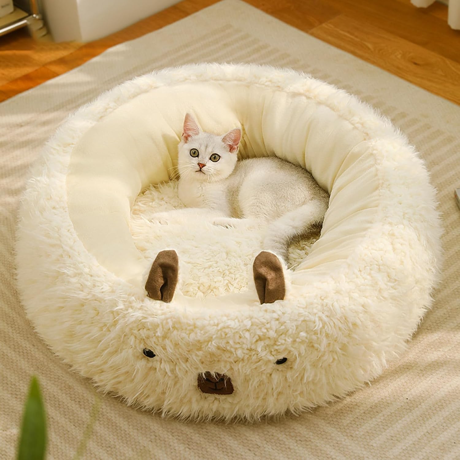 Alpaca Plush Pet Bed with Removable Pad