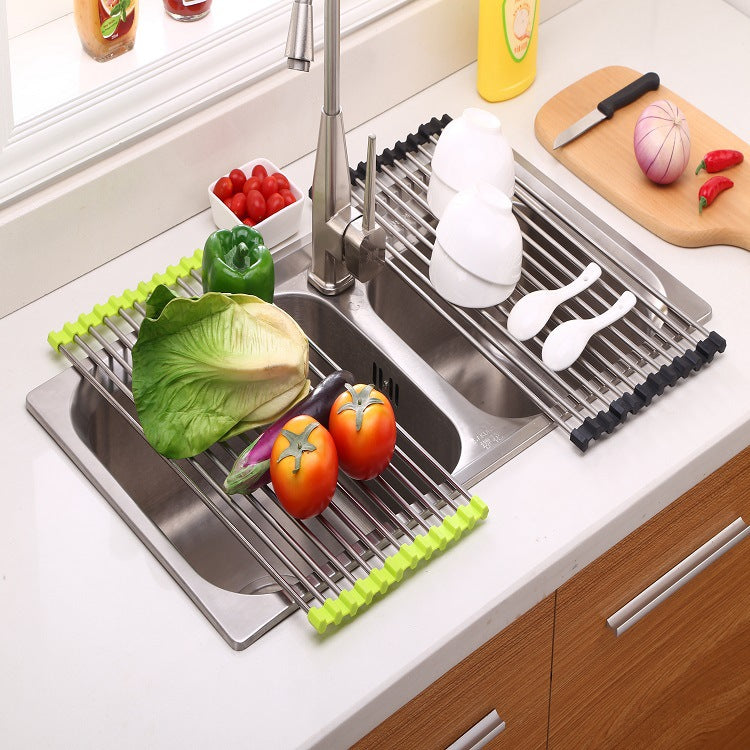 Roll-Up Stainless Steel Over-the-Sink Drying Rack