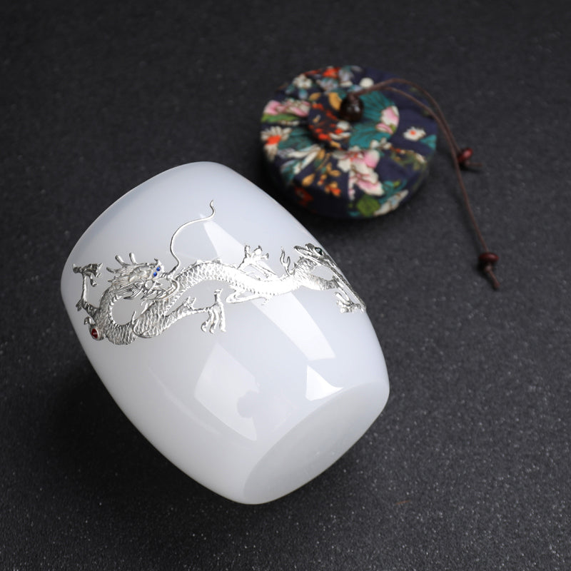 Silver-Inlaid Glazed Tea Caddy