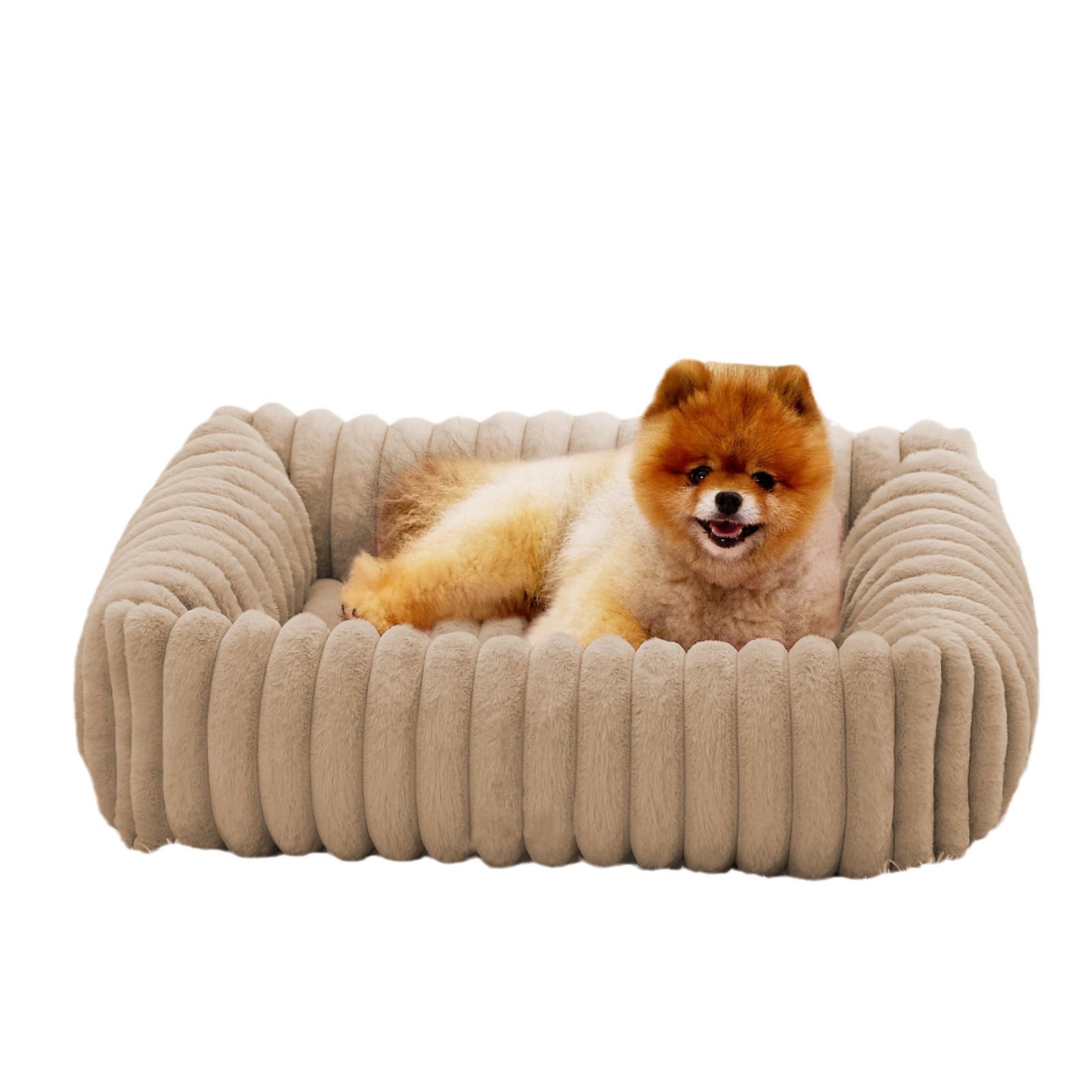 Ribbed Plush Pet Bed for Cats and Dogs