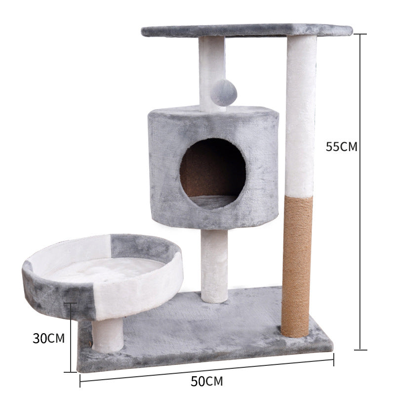 Plush Cat Tree with Nest and Scratching Post