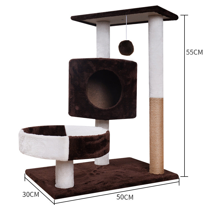 Plush Cat Tree with Nest and Scratching Post
