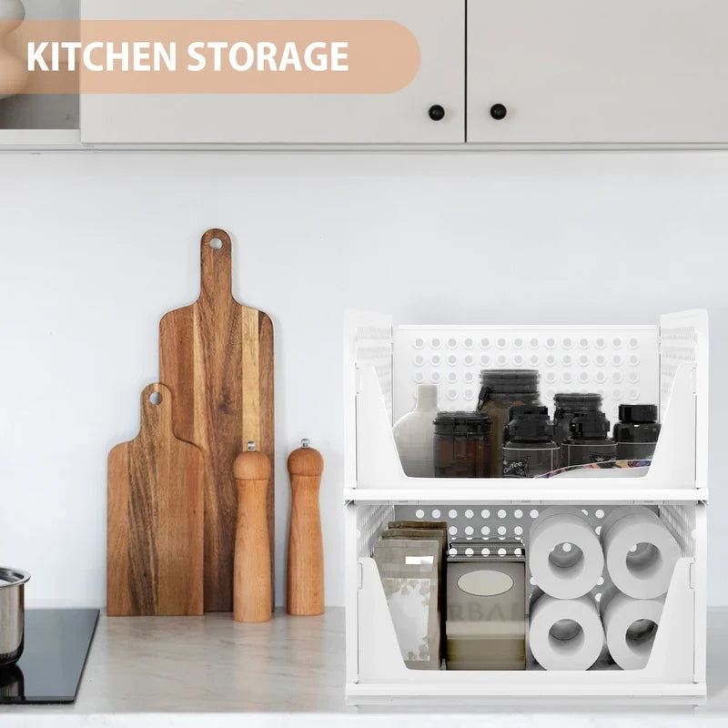 Stackable Pull-Out Closet Organizer, 4 Pack