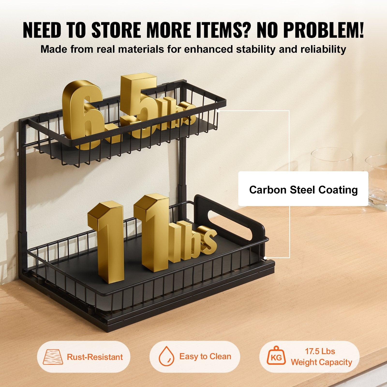 2-Tier Pull-Out Under-Sink Cabinet Organizer