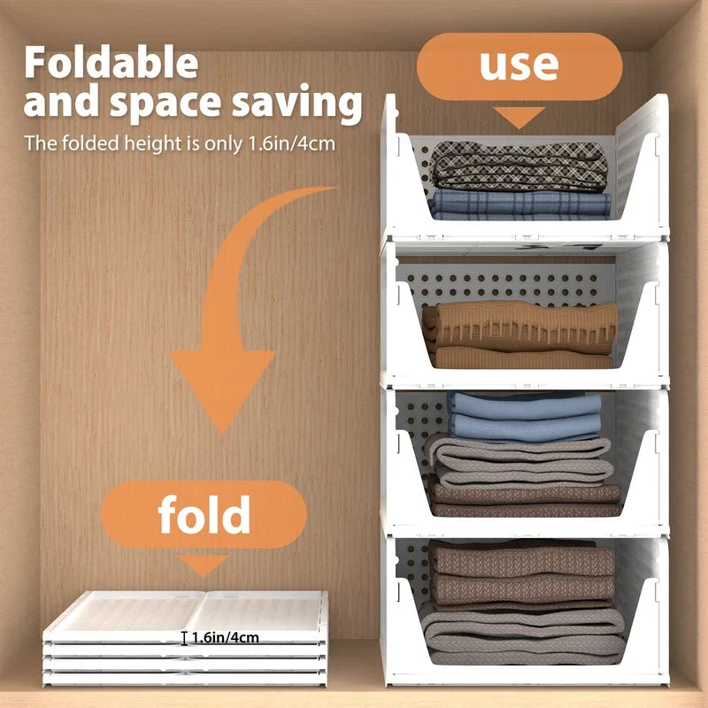 Stackable Pull-Out Closet Organizer, 4 Pack