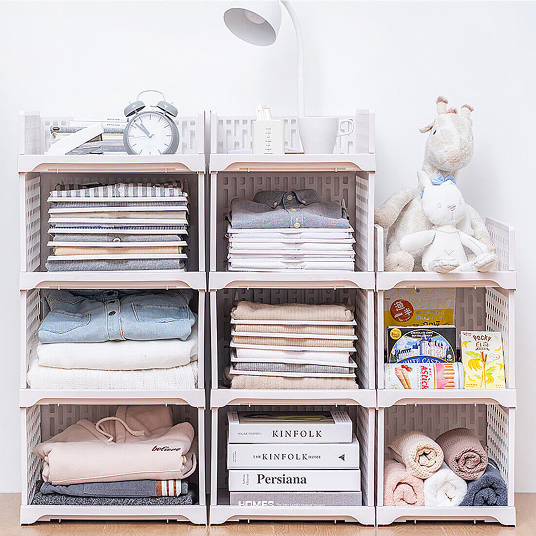 White Stackable Wardrobe Organizers